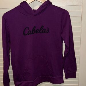 Cabelas Sweater Hoodie Teens Extra Large Purple Pockets Pull on Hooded Outdoor